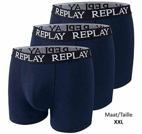 Replay Boxers Bleu Marine Taille XXL