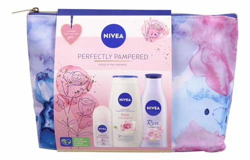 Nivea Perfectly Pampered Set 4pc (Crème Douche 250ml, Deo Rollon 50ml & Body lotion 200ml & trousse)