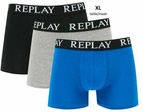 Replay Boxershorts Zwart-Grijs-Blauw XL