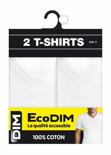 Dim T-Shirt Ecodim Blanc Col en V Taille XXL